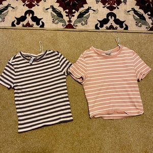 H&M Bundle Of 2 Stripped Crop Tee